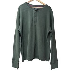 NWOT American Giant Green Ribbed Henley Long Sleeve Shirt Mens Size XL